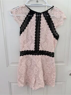 bebe Mel Lace Romper 4 | Blush Open Back